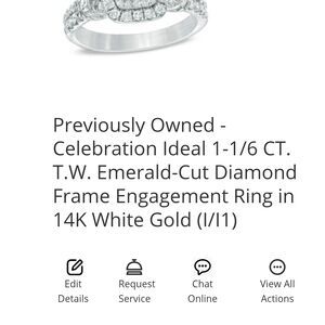 Zales 14K White Gold Emerald-Cut Diamond Ring